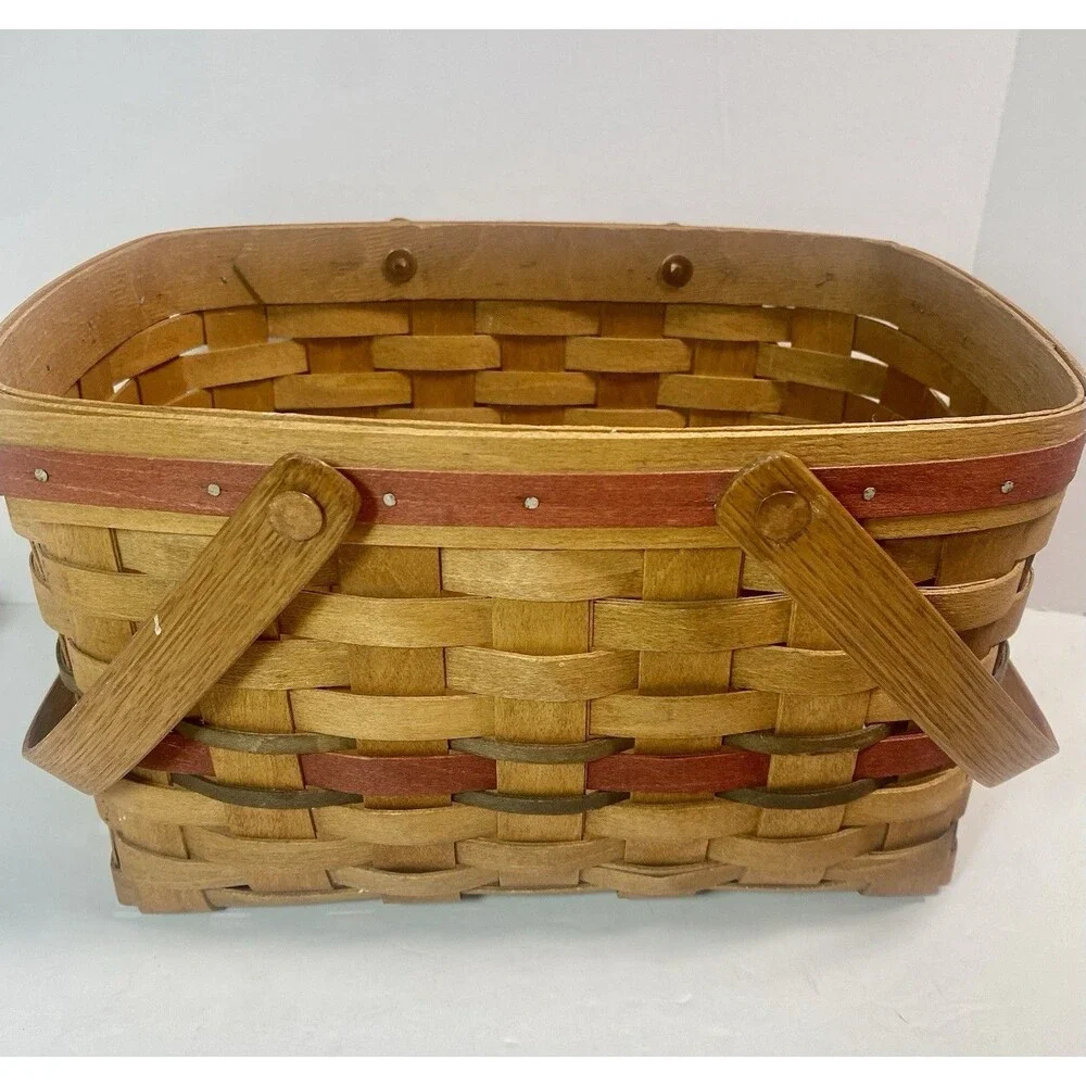 Workshops of Gerald E. Henn Warren, Ohio Maple Basket Dbl Swing Handles Signed - Picture 2 of 9